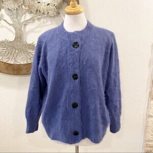 Vintage Venesha Angora Sweater Jacket Blue Medium